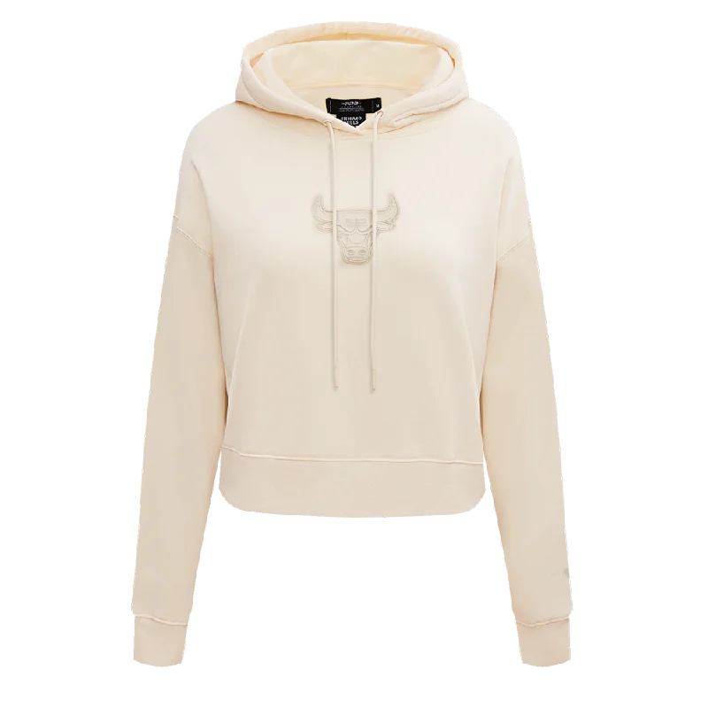 NBA CHICAGO BULLS NEUTRAL CROPPED WOMEN'S PO HOODIE (EGGSHELL)