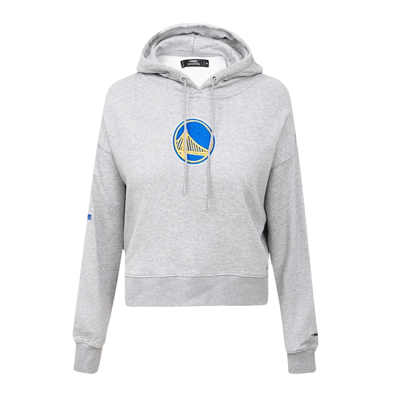 NBA GOLDEN STATE WARRIORS CLASSIC WOMEN'S CROPPED PO HOODIE (HEATHER GREY)