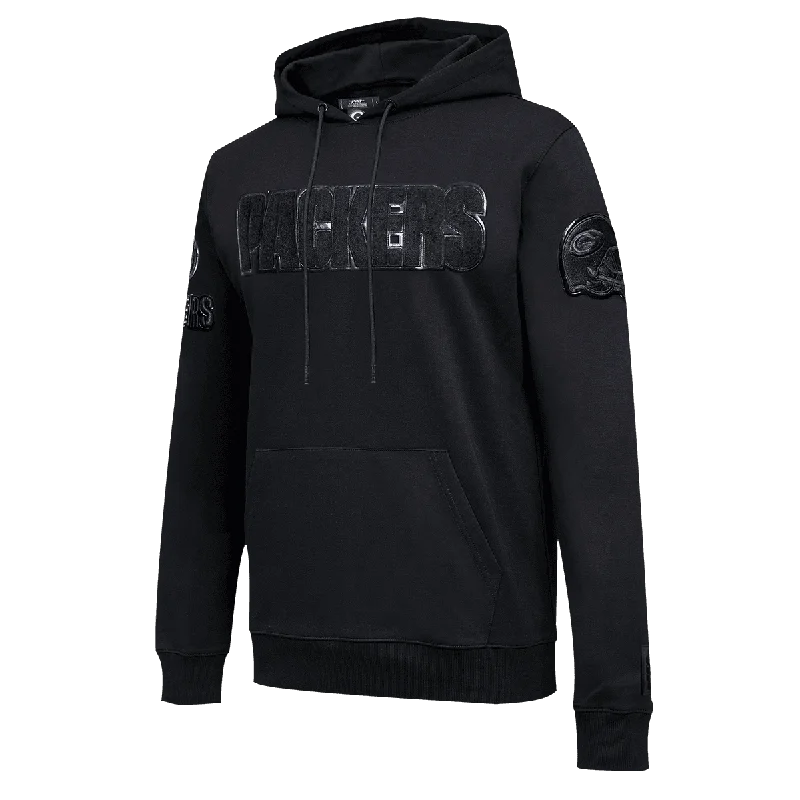 NFL GREEN BAY PACKERS TRIPLE BLACK LOGO HOODIE (TRIPLE BLACK)