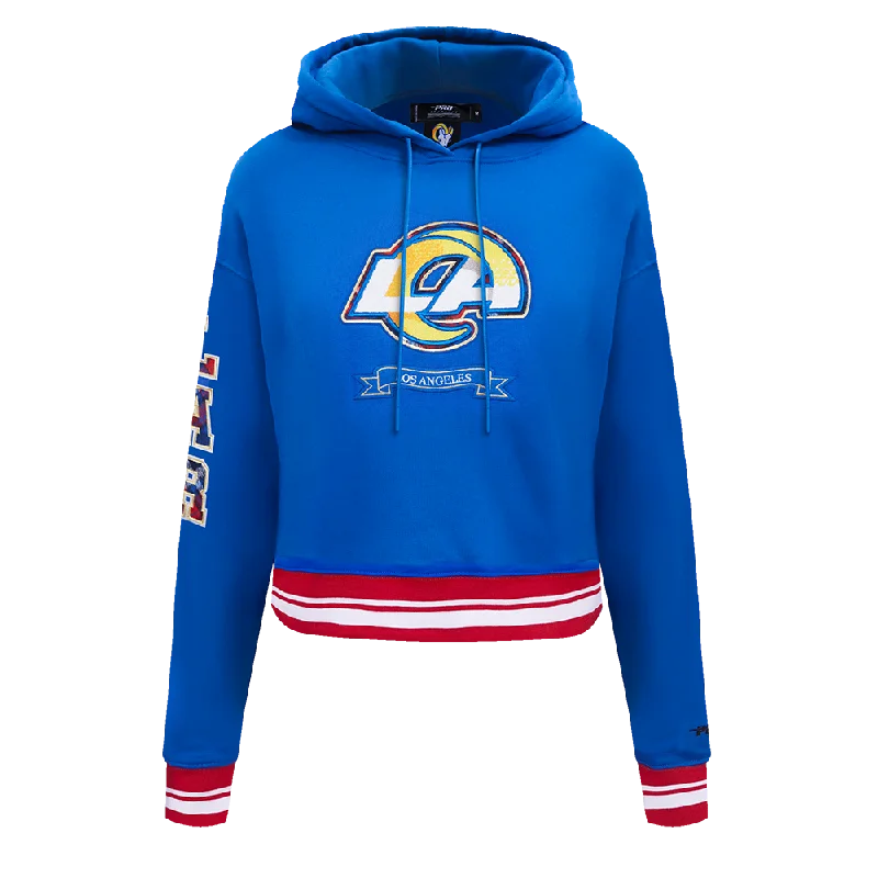 NFL LOS ANGELES RAMS PRO PREP RIB FLC CROPPED PO HOODIE (ROYAL BLUE/RED)