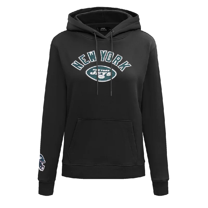 NFL NEW YORK JETS CLASSIC CROPPED WOMEN'S PO HOODIE (BLACK)