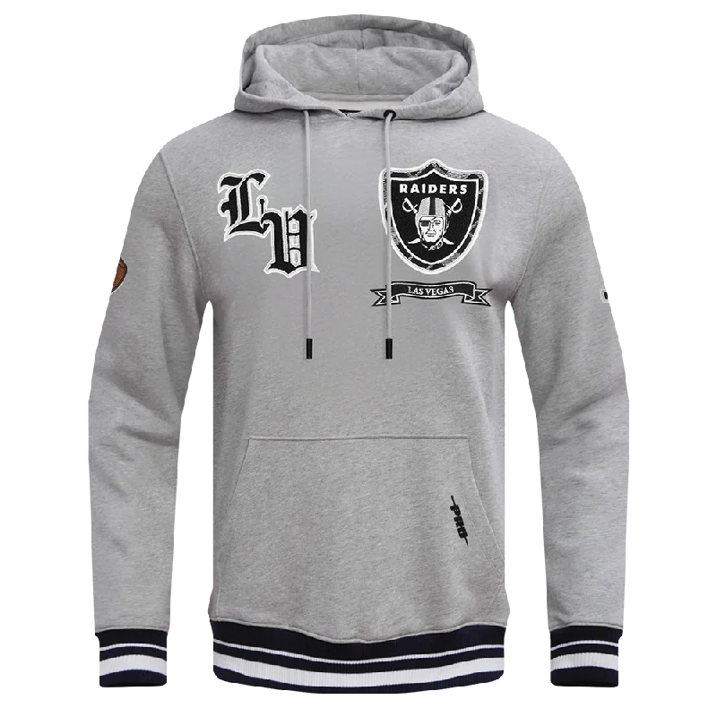 NFL LAS VEGAS RAIDERS PRO PREP RIB FLC PO HOODIE (HEATHER GRAY/BLACK)