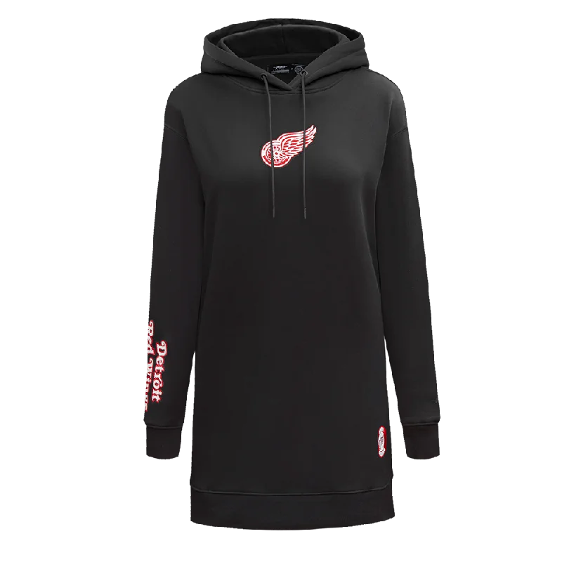 NHL DETROIT RED WINGS CLASSIC WOMEN'S FLC HOODIE DRESS (BLACK)