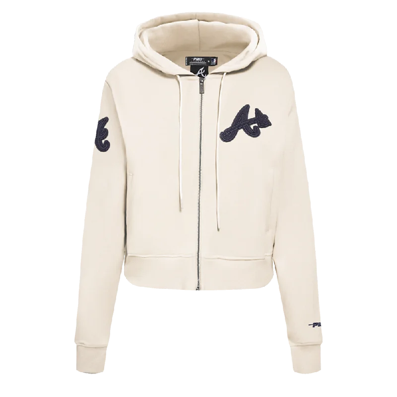 MLB ATLANTA BRAVES TRIPLE TONAL WOMEN'S DK FZ HOODIE (EGGSHELL)