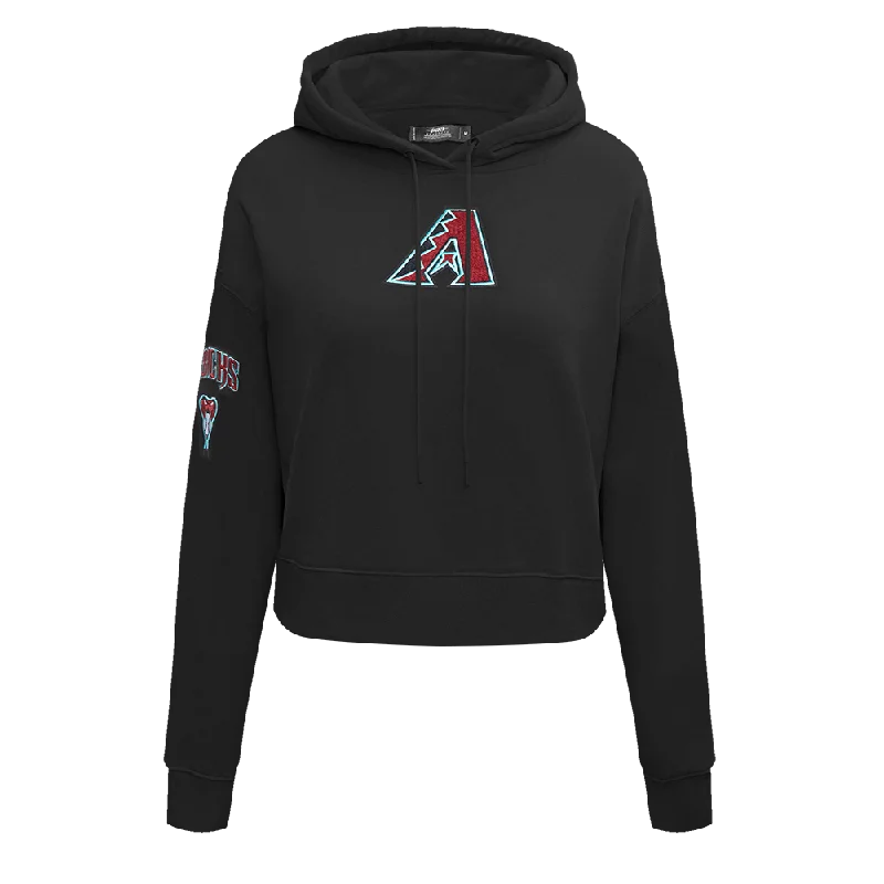 MLB ARIZONA DIAMONDBACKS CLASSIC WOMEN'S CROPPED FLC PO HOODIE (BLACK)