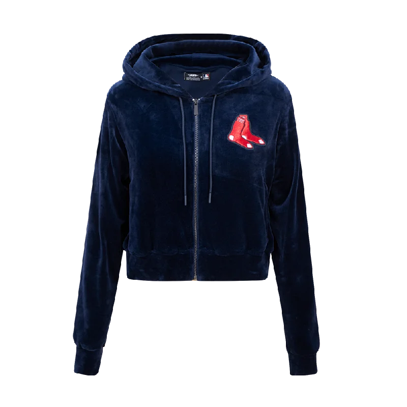 MLB BOSTON RED SOX CLASSIC WOMEN'S VELOUR FZ PO HOODIE (MIDNIGHT NAVY)