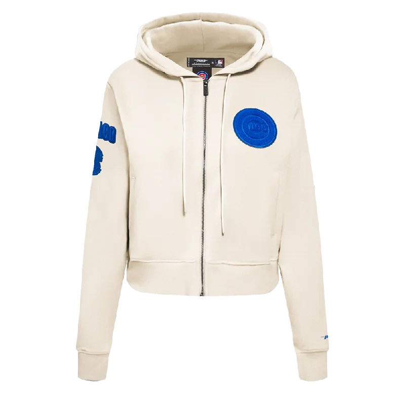 MLB CHICAGO CUBS TRIPLE TONAL WOMEN'S DK FZ HOODIE (EGGSHELL)