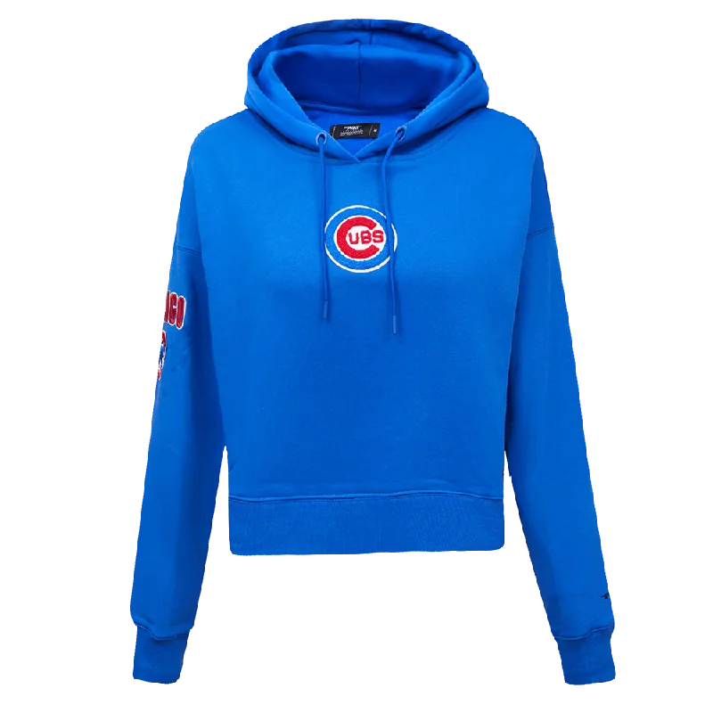 MLB CHICAGO CUBS CLASSIC WOMEN'S CROPPED PO HOODIE (ROYAL BLUE)