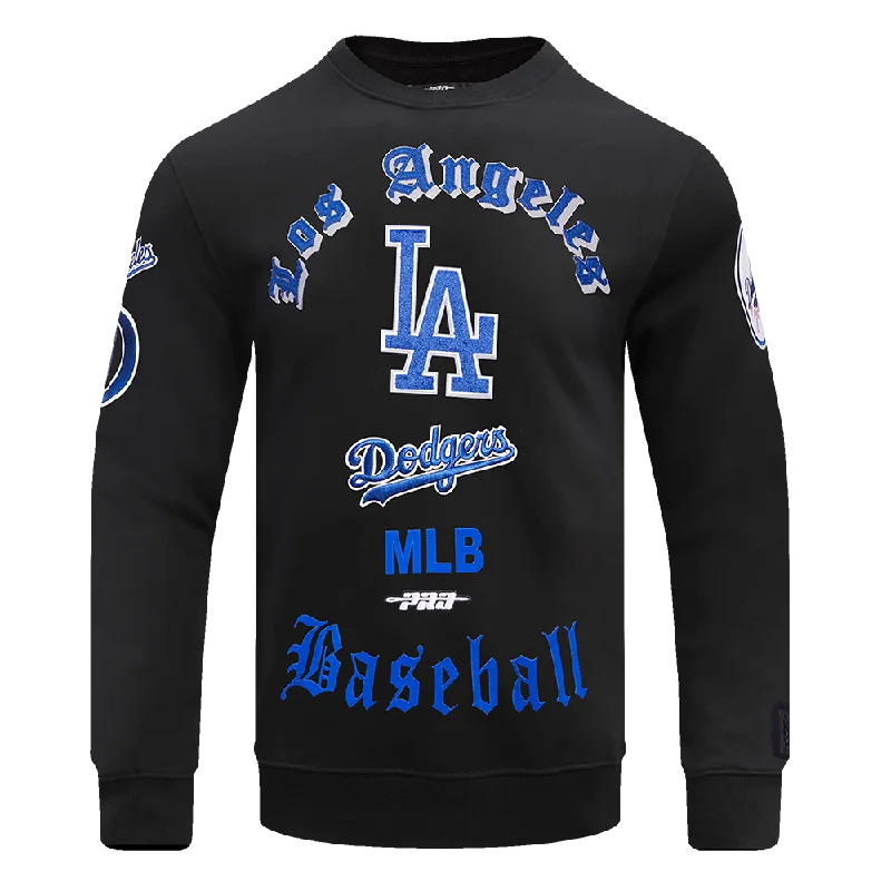 MLB LOS ANGELES DODGERS MASHUP WOMEN'S RIB CROPPED PO HOODIE (BLACK/DODGER BLUE)