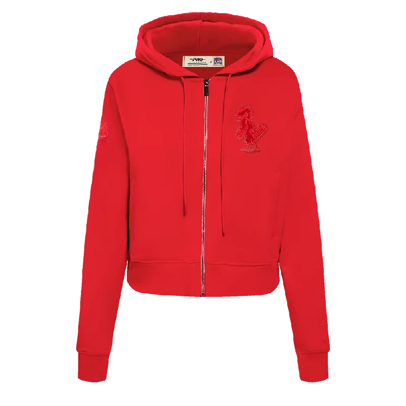 MLB ST. LOUIS CARDINALS TRIPLE TONAL WOMEN'S DK FZ HOODIE (RED)