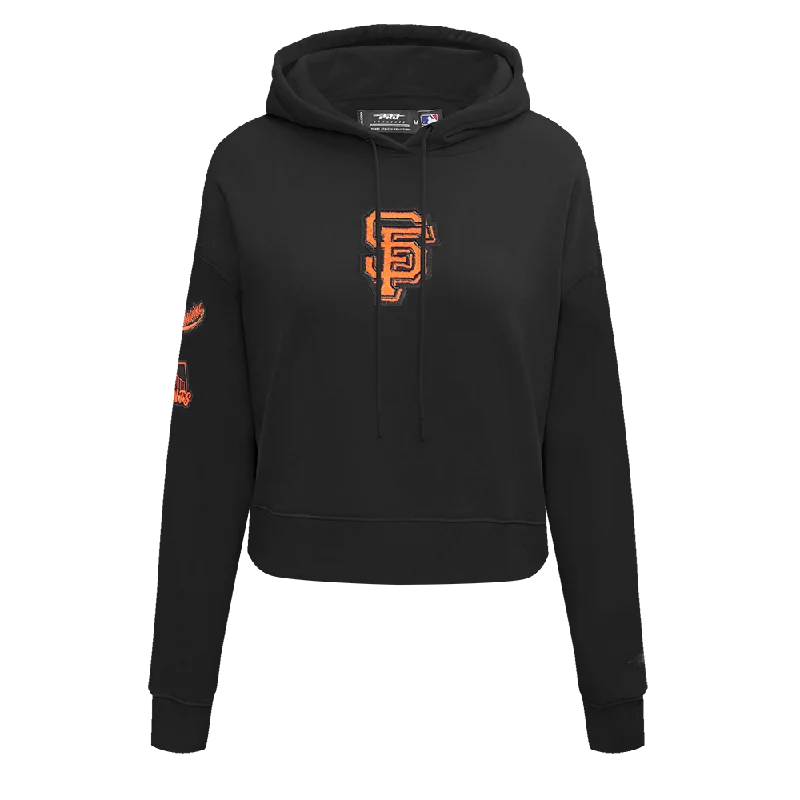 MLB SAN FRANCISCO GIANTS CLASSIC WOMEN'S CROPPED PO HOODIE (BLACK)