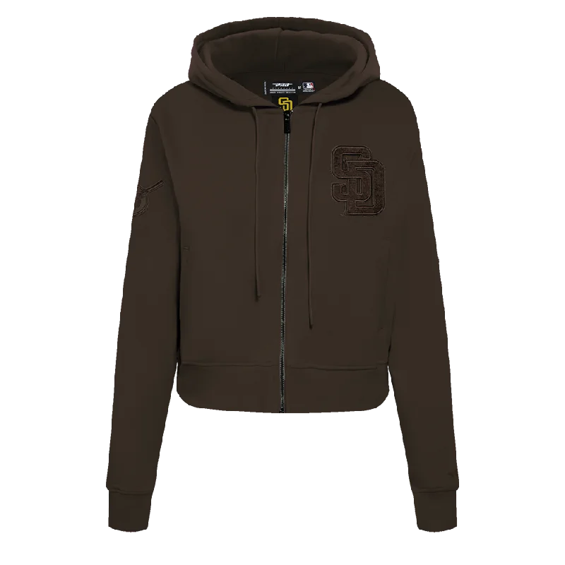 MLB SAN DIEGO PADRES TRIPLE TONAL WOMEN'S DK FZ HOODIE (BROWN)