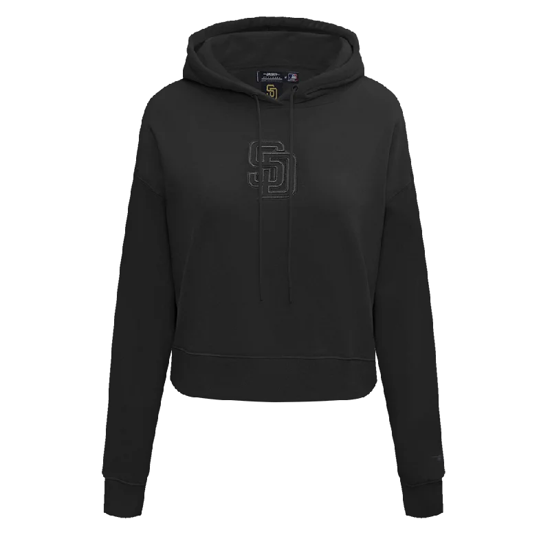 MLB SAN DIEGO PADRES NEUTRAL WOMEN'S CROPPED PO HOODIE (BLACK)