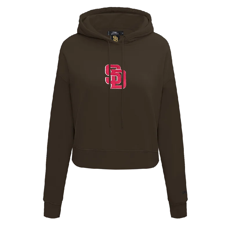 MLB SAN DIEGO PADRES PINK CLOUD WOMEN'S  FLC CROPPED PO HOODIE (BROWN)