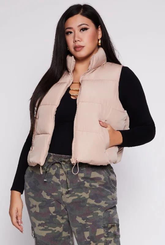 Plus Size Almost Famous Nylon Puffer Vest