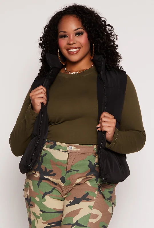 Plus Size Almost Famous Nylon Puffer Vest