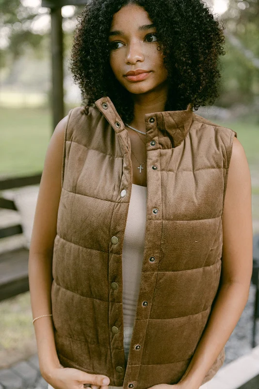 Brown Velvet Padded Vest