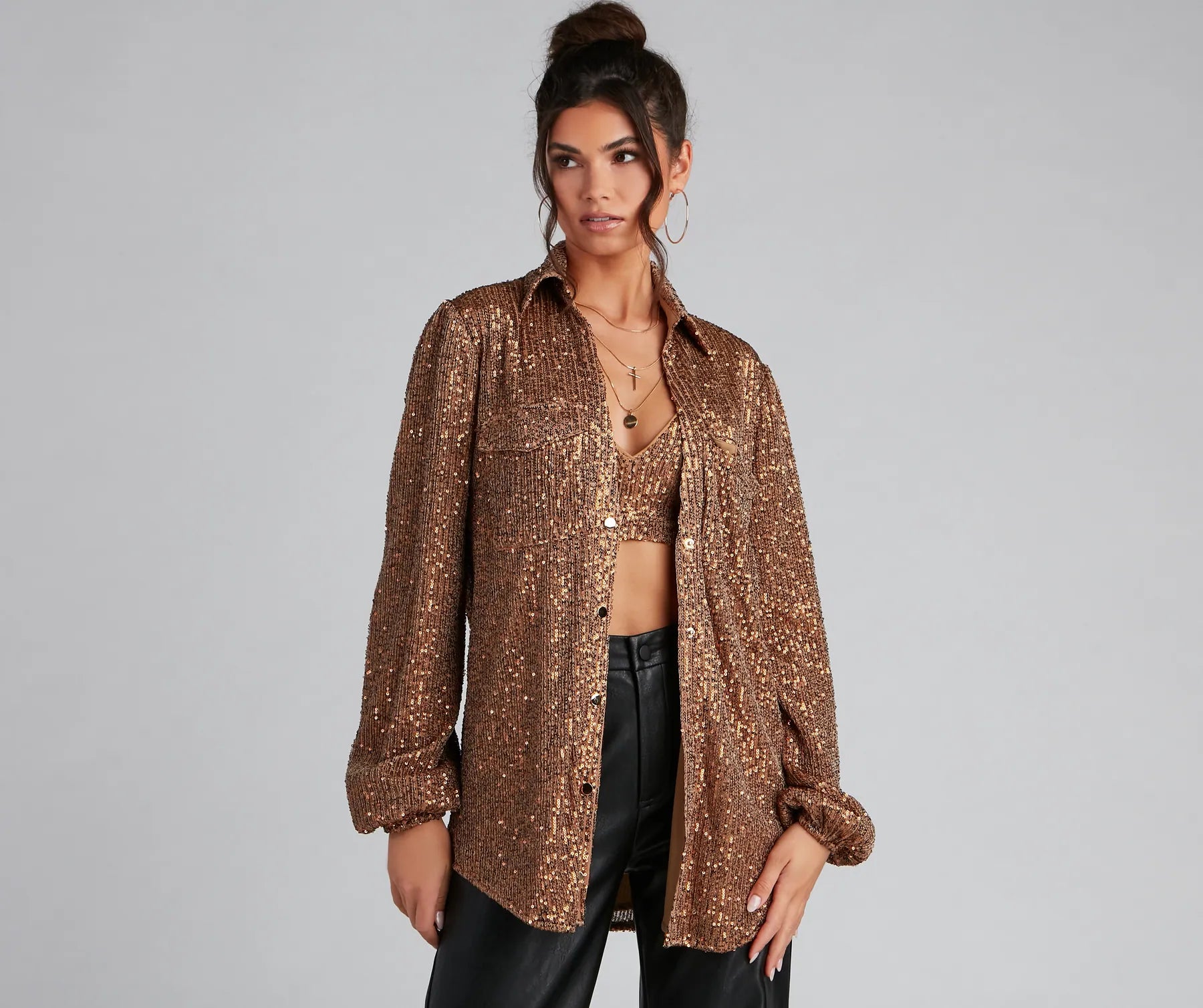 Glitzy Moment Sequin Knit Shacket