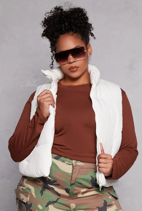 Plus Size Almost Famous Nylon Puffer Vest