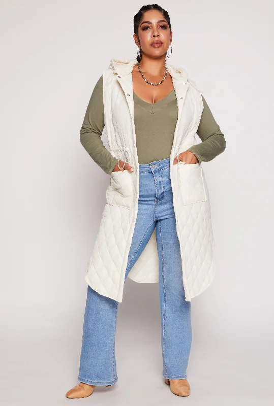 Plus Size Quilted Toggle Drawstring Vest