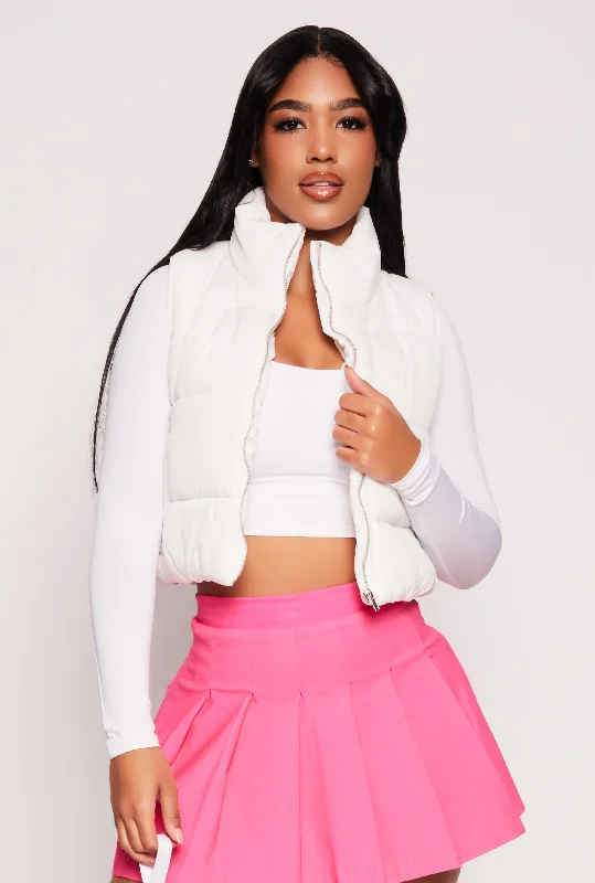 Zip Front Cropped Puffer Vest