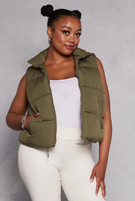 Plus Size Almost Famous Nylon Puffer Vest