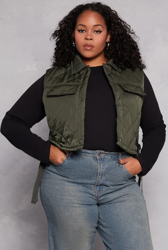 Plus Size Almost Famous Quilted Cropped Vest