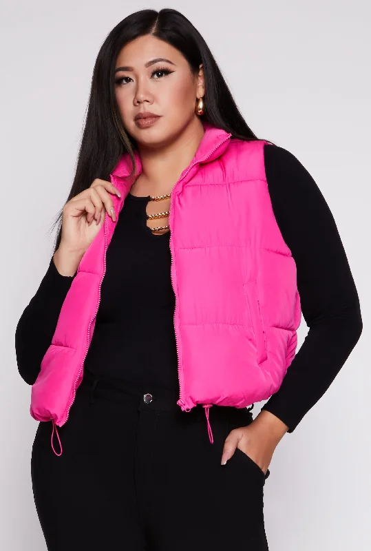 Plus Size Almost Famous Nylon Puffer Vest