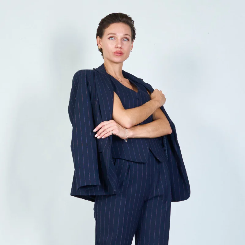 Striped single-button blazer with notch lapel wholesale