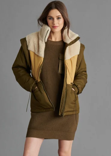 The Colorblock Puffer Vest Jacket by Steve Madden