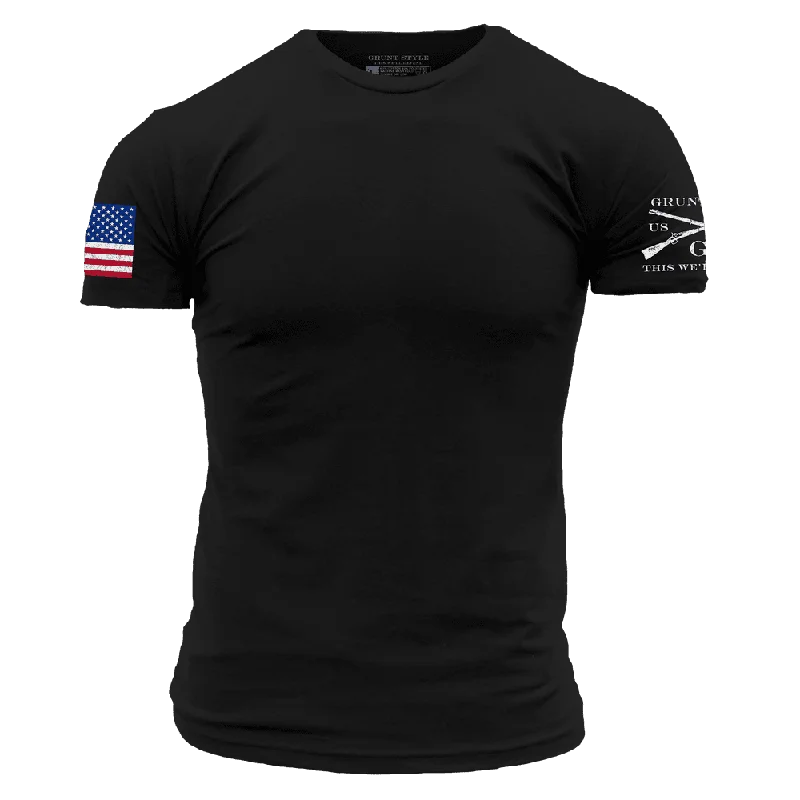 USA Flag Basic T-Shirt - Black