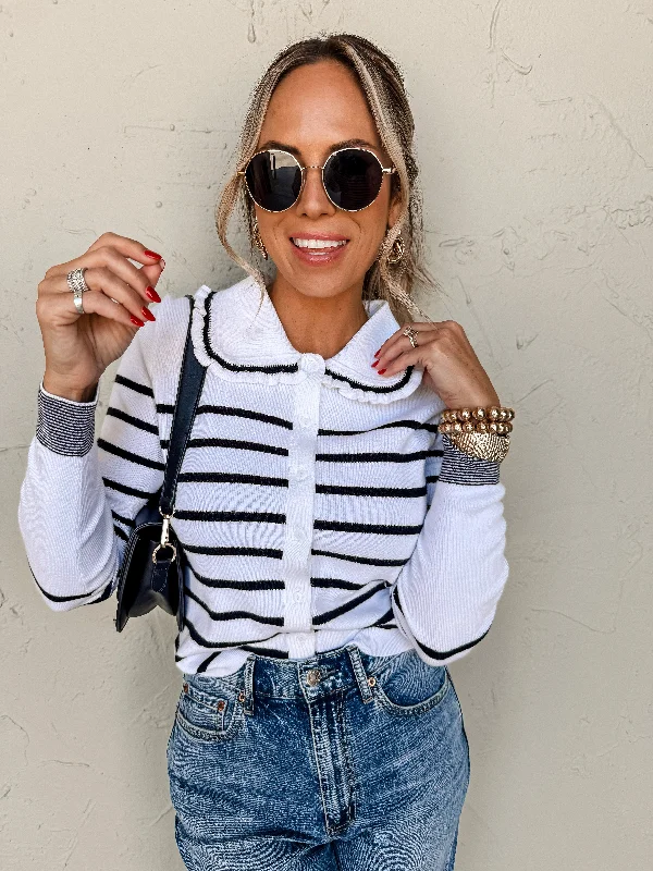 Fall Capsule Striped Button Front Sweater