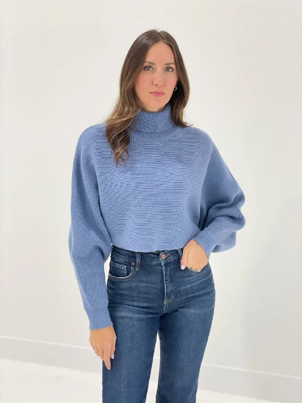 Lisle Sweater Top - Gray Blue