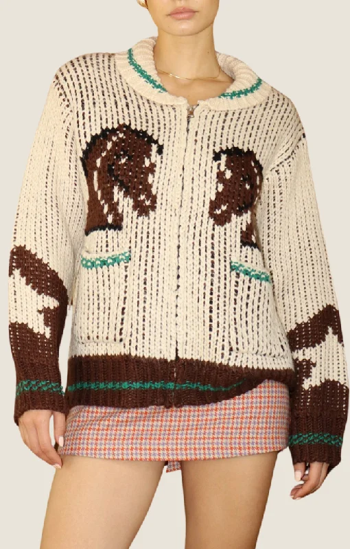 Suki Cream Western Horse Sweater