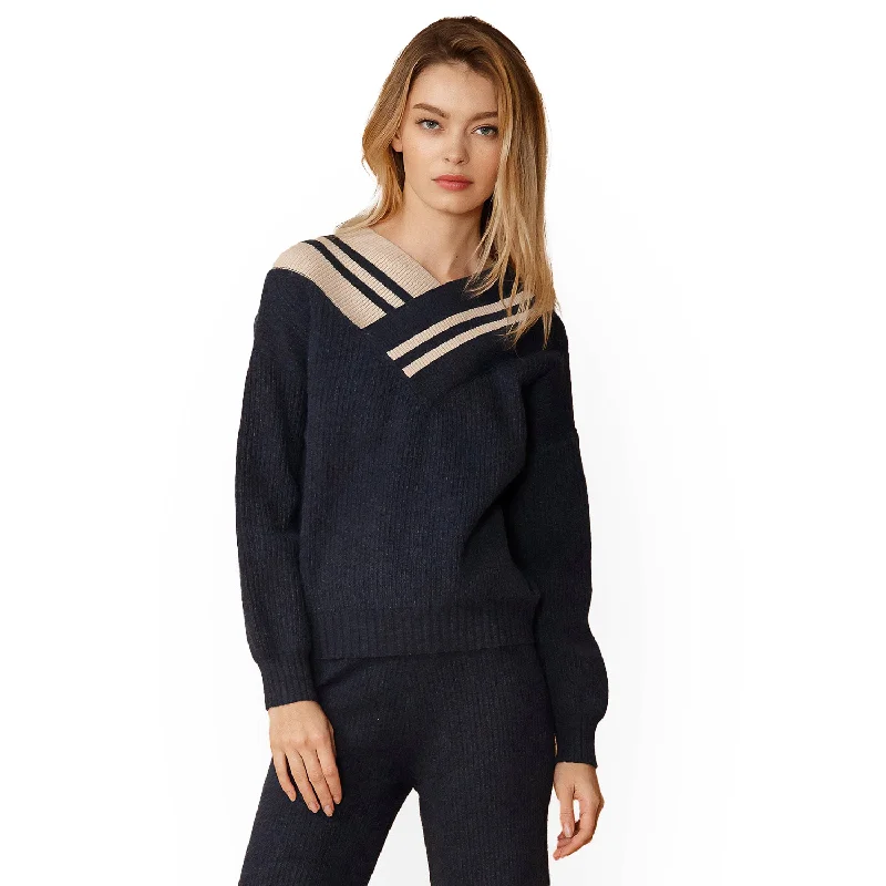 Women's Varsity Sweater in Midnight