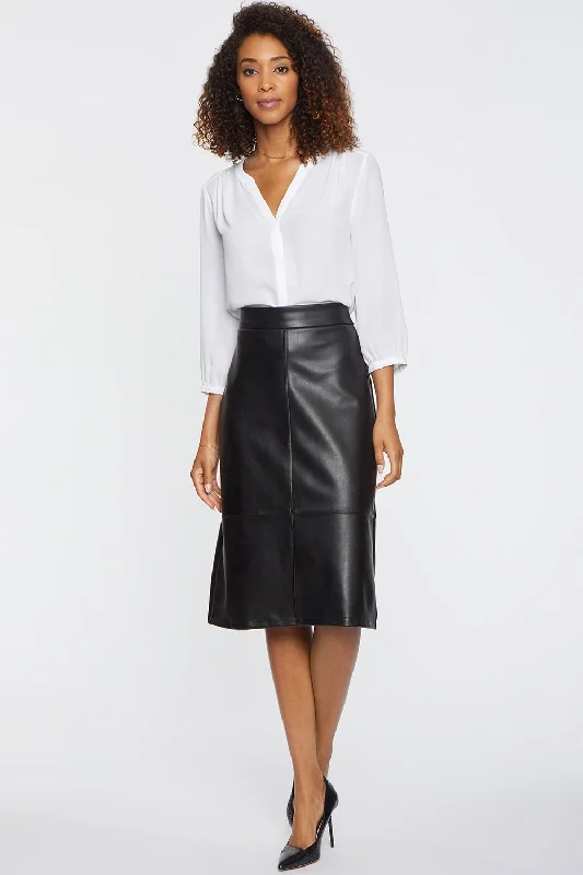 Faux Leather A-Line Skirt - Black