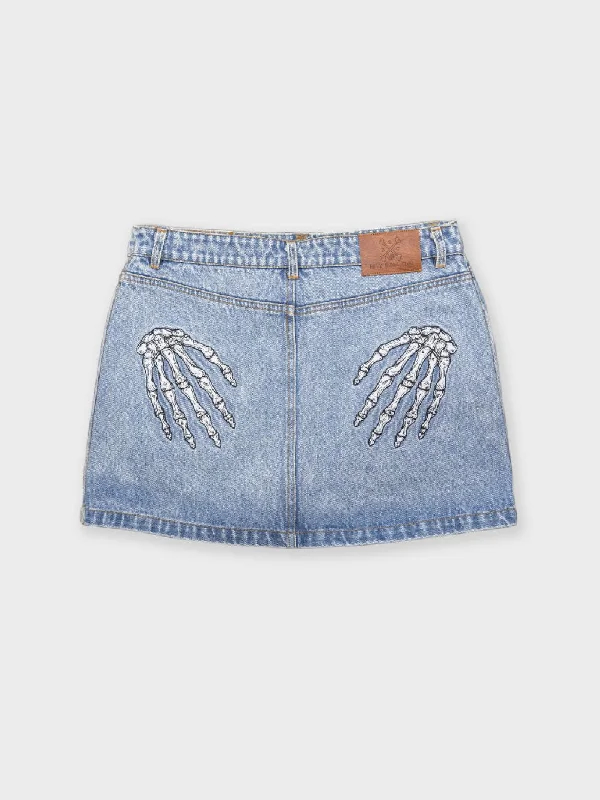 Hands Off Denim Skirt - Washed Blue