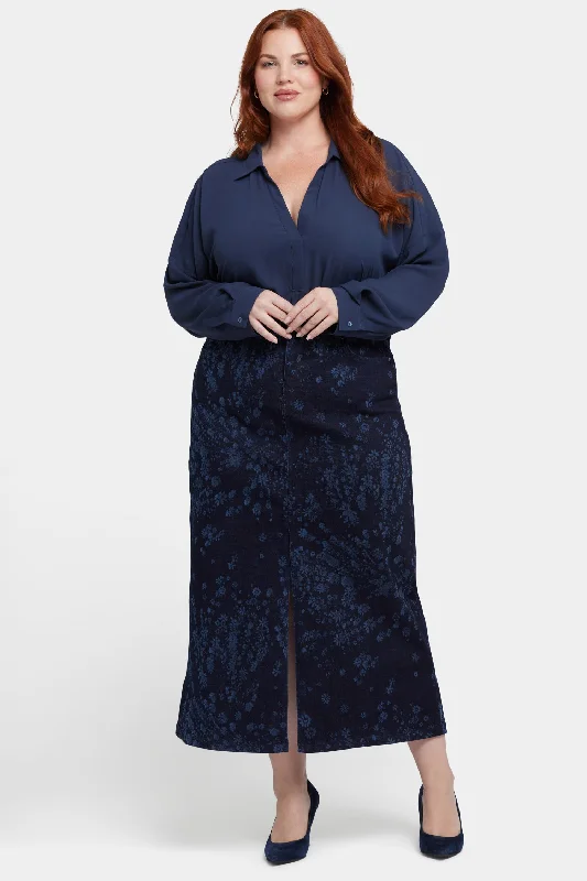 High Rise Long Skirt In Plus Size - Dark Indigo Salome