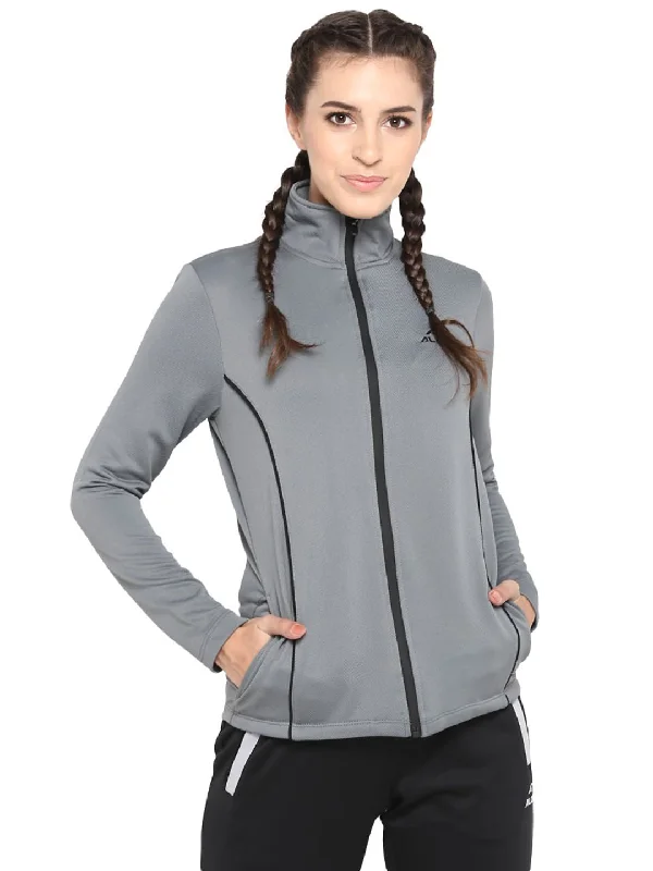 Alcis Women Grey Solid Jackets