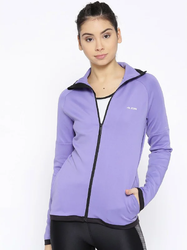 Alcis Women Lavender Solid Sporty Jacket