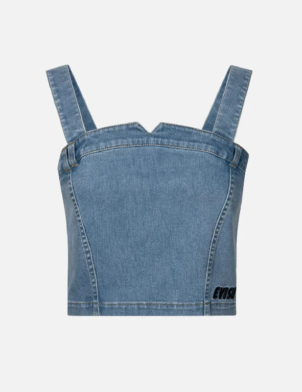 Logo Embroidery Washed Fashion Fit Denim Vest