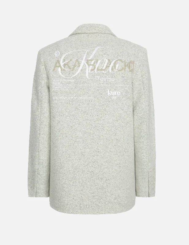 Logo Embroidery Wool Blend Blazer