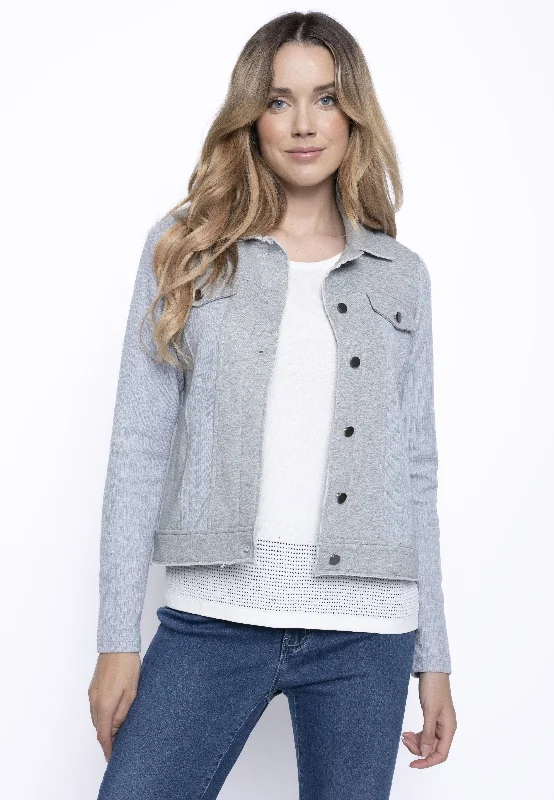 Rib Sleeve Button-Front Jacket