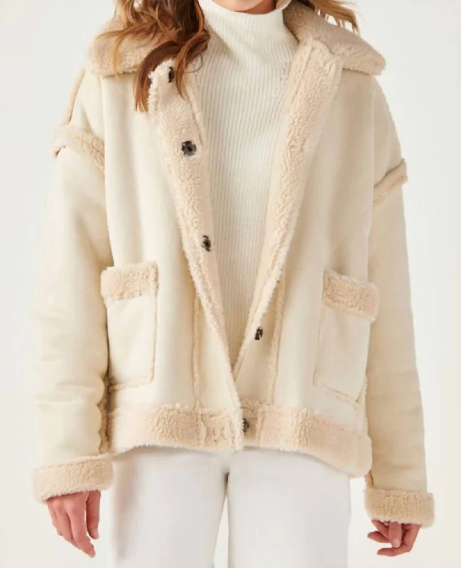 Shearling Woven Jacket In Beige