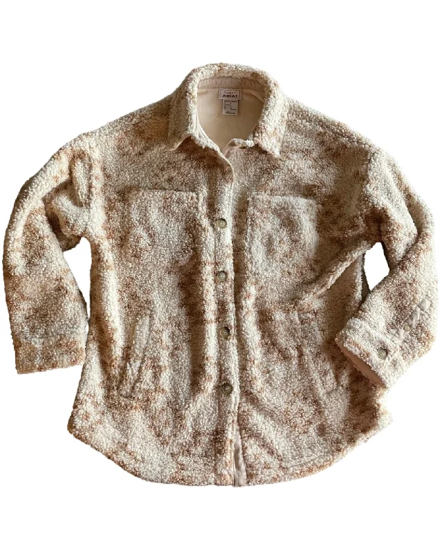 Sherpa Shirt Jacket In Natural/tan