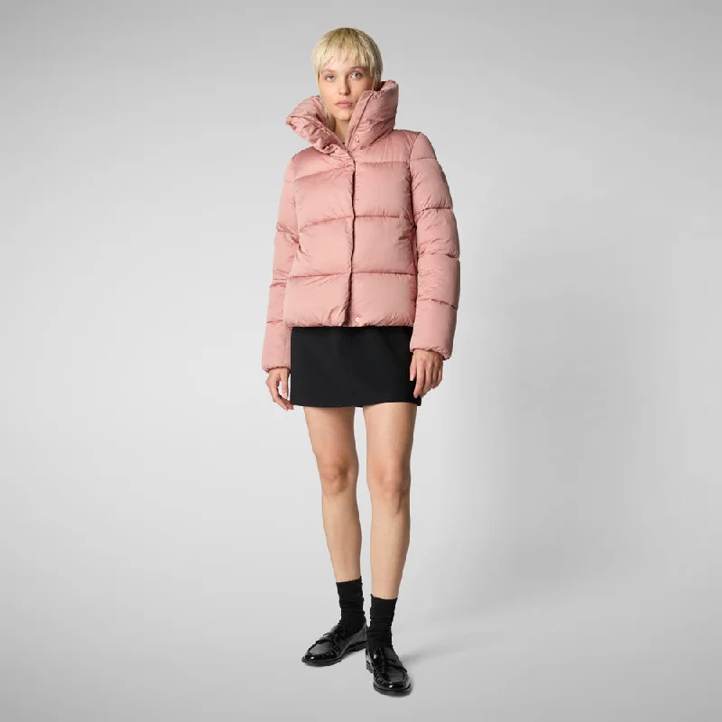 Woman's animal free puffer jacket Felicity in MISTY ROSE