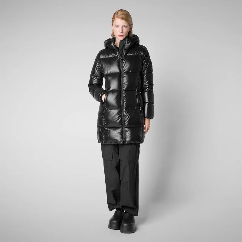 Women's Ines Hooded Puffer Jacket in Black