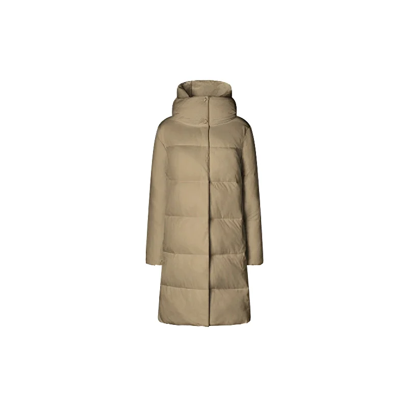 Woman's animal free puffer jacket Sibyl in Rainy Beige